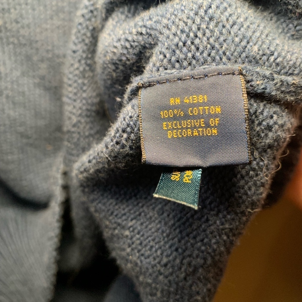 Polo by Ralph Lauren 1/4 zip Navy Sweater Men’s sz Large - Picture 5 of 7
